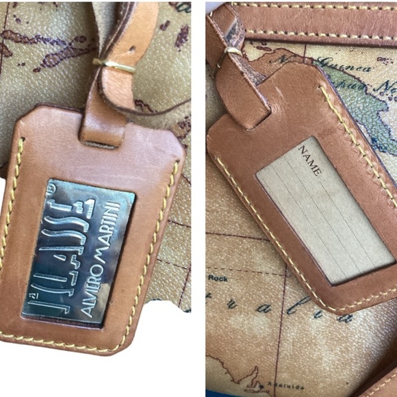 Alverio Martini Vintage Map Print Leather Handbag - Picture 4 of 8